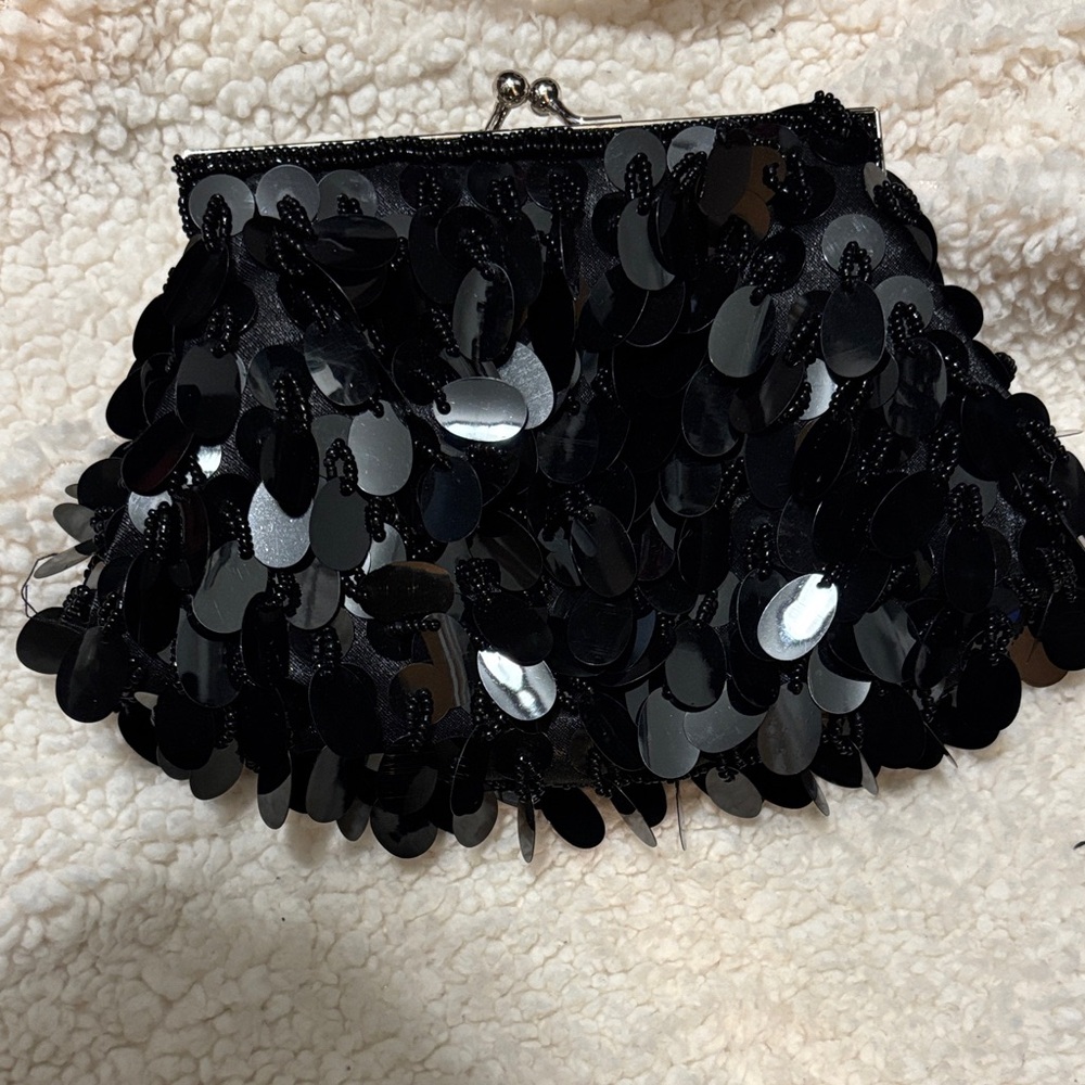 Chic Black Sequin Evening Bag